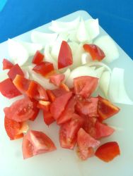 6 trocear cebolla pimiento y tomate