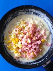 11 añadir jamon queso y huevo duro